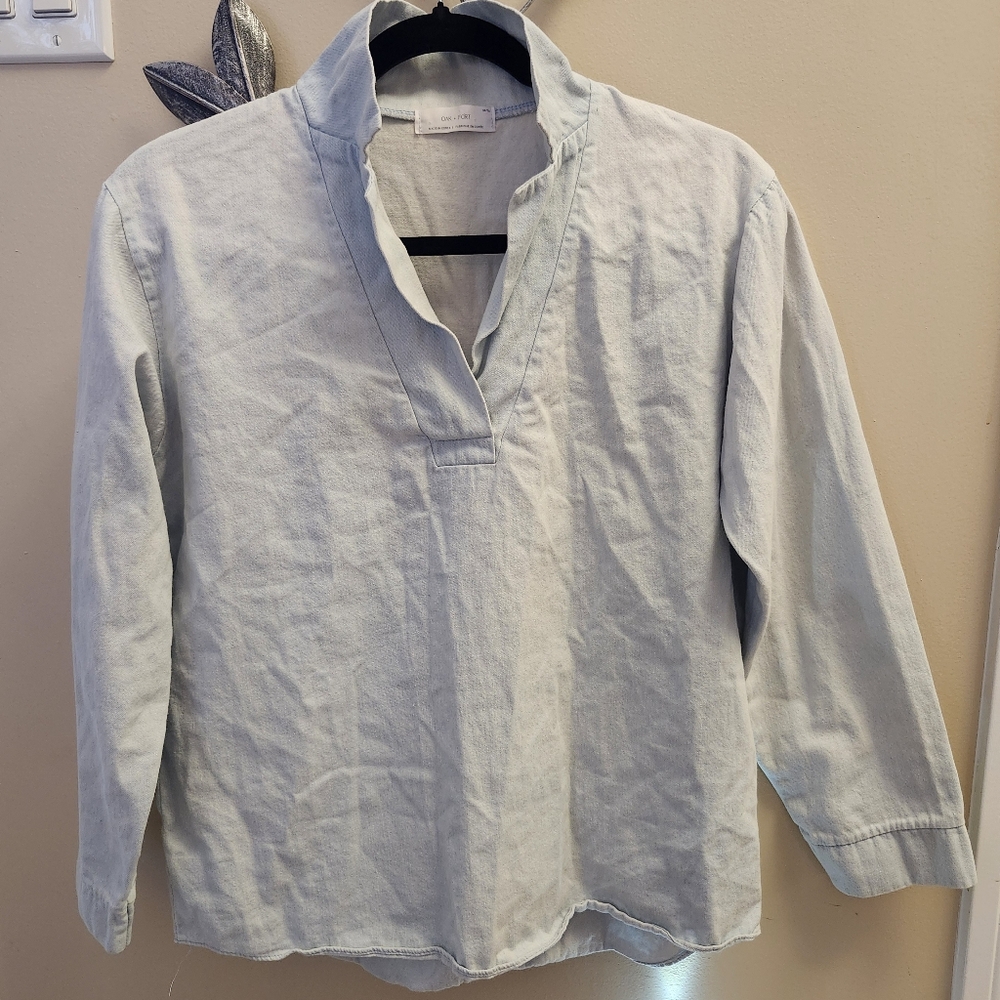 OAK + FORT Soft Blue Top